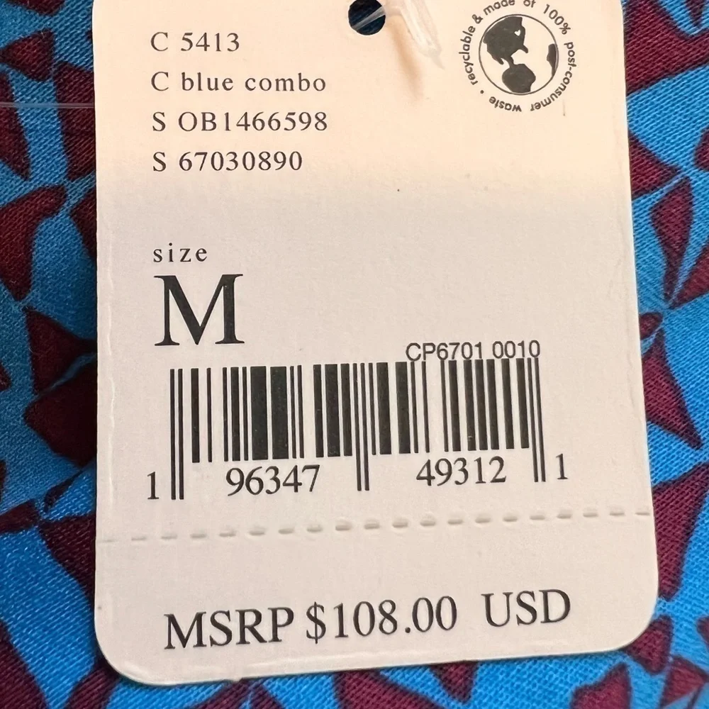 Free People Kai Print Tie Strap Blue and Brown Minidress - Size Medium, NWT